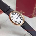 Fake Baignoire Cartier Watches - Gold White Dial Black Spun Silk Band 25mm Watch